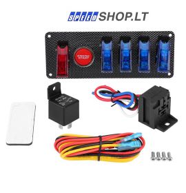 Universalus 6 viename lenktyninio automobilio uždegimo jungiklio skydelis, variklio užvedimo mygtukas, valdymo rinkinys, 12 V